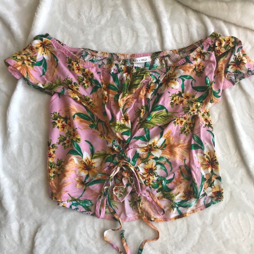 🔥Hawaiian floral off the shoulder top